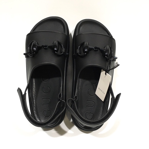 GUCCI HORSEBIT PLATFORM SANDALS -BLACK RUBBER -WOMEN’S US 9 -NEW - Picture 7 of 9